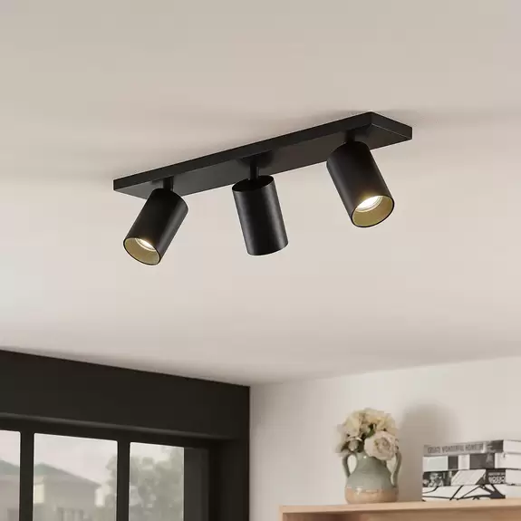 Lampenwelt Arcchio Strahler Brinja, eckig, schwarz/goldfarben, 3-flg Black Friday