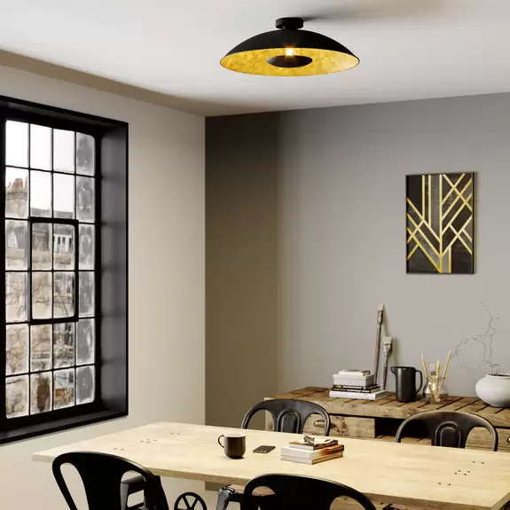 Lampenwelt Lindby Deckenlampe Emilienne, schwarz, goldfarben, Ø 60 cm Exklusive Angebote
