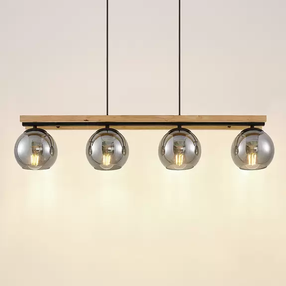 Lampenwelt Lindby Pendelleuchte Enrique, 4-flammig, rauchgrau, Glas Bestseller