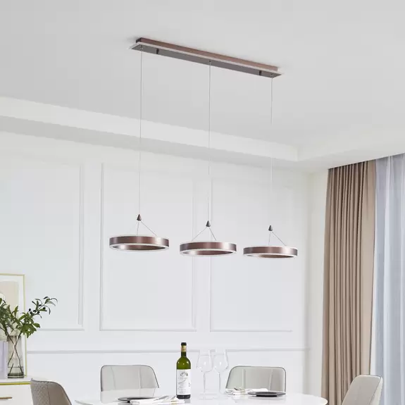 Lampenwelt Lucande LED-Hängeleuchte Kolo, 3-flg., braun, Eisen, dimmbar Bis zu 60% Rabatt