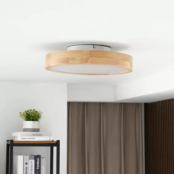 Lampenwelt Lindby LED-Deckenleuchte Milada, Eiche, CCT, Fernbedienung Bis zu 55% Rabatt