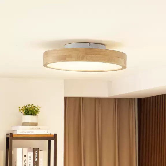 Lampenwelt Lindby LED-Deckenleuchte Milada, Eiche, CCT, Fernbedienung Bis zu 55% Rabatt