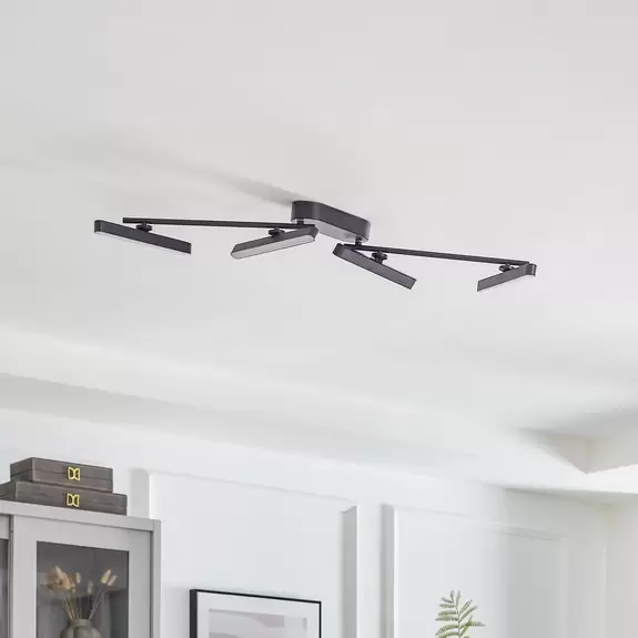 Lampenwelt Lindby LED-Deckenleuchte Eldrin, 4-flammig, schwarz, Eisen Discount Store für neue Produkte