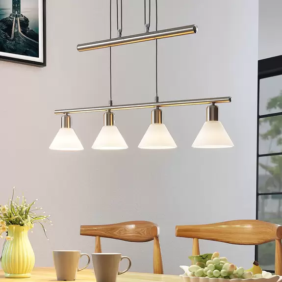 Lampenwelt Höhenverstellbare Pendellampe Delira 4-fl. nickel Nur noch ein Tag übrig