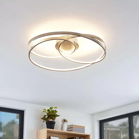 Lampenwelt Lindby Joline LED-Deckenleuchte, nickel satiniert Clearance-Verkauf