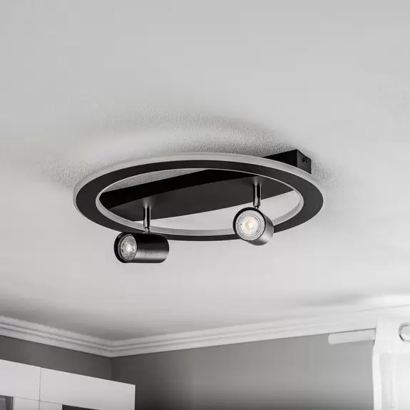 Lampenwelt Lindby Berisha LED-Deckenlampe, 3-flammig, schwarz 50% Rabatt für begrenzte Zeit