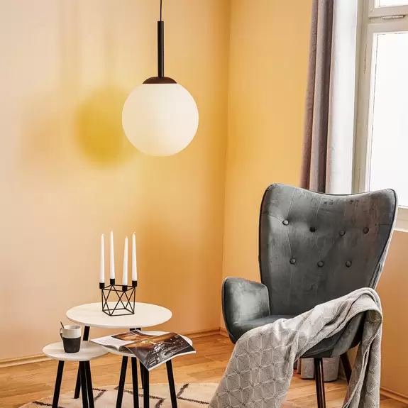Lampenwelt Pendelleuchte Dione, einflammig weiß/schwarz 40 cm Sonderangebot