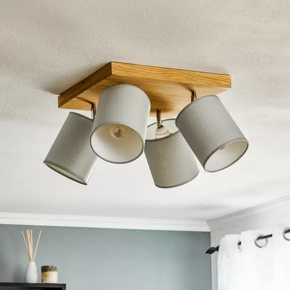 Lampenwelt Deckenstrahler Corralee, grau, Quadrat vierflammig Rabatt