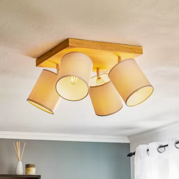 Lampenwelt Deckenstrahler Corralee, grau, Quadrat vierflammig Rabatt