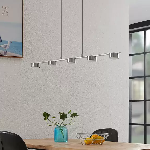 Lampenwelt Lindby Pendellampe Kaylou, 5-flg., nickelfarben, Aluminium Black Friday