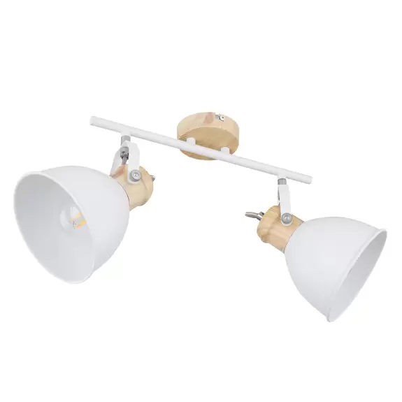 Lampenwelt Deckenlampe Wiho aus Metall, weiß/holzoptik, 2-fl Osterangebot