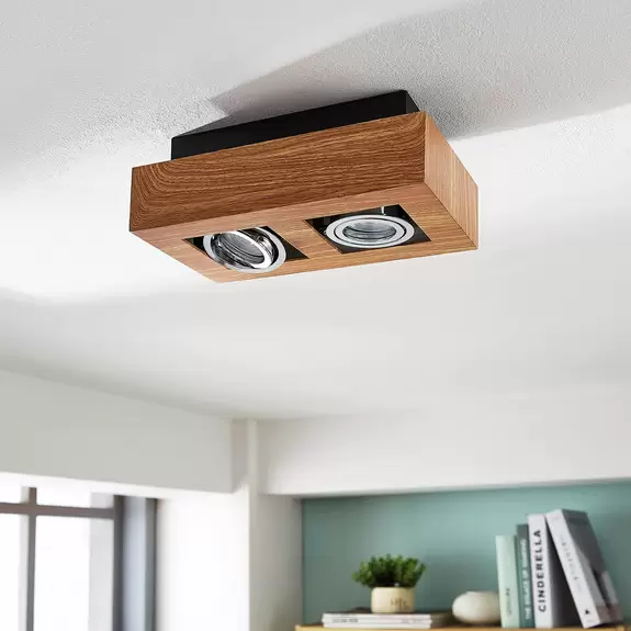 Lampenwelt Deckenleuchte Vince, 25x14cm in Holzoptik Top Angebot