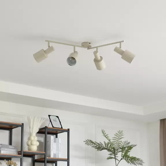 Lampenwelt Lindby Deckenstrahler Ovelia, beige, 4-flg., Eisen, E27 Clearance-Verkauf