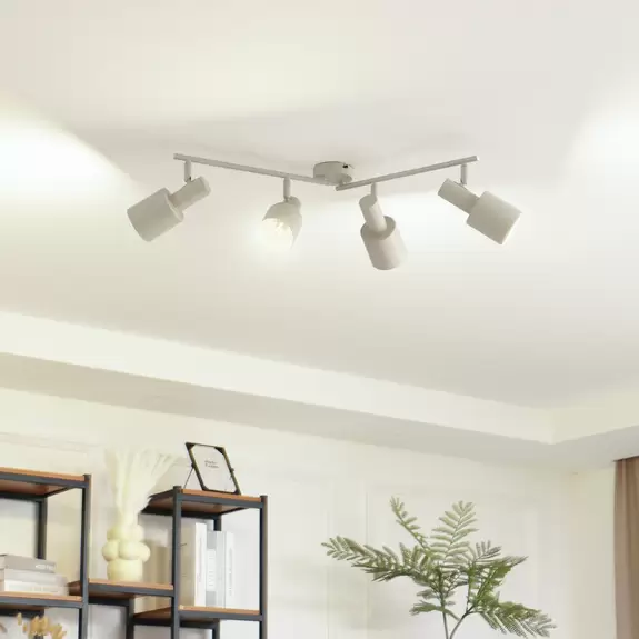 Lampenwelt Lindby Deckenstrahler Ovelia, beige, 4-flg., Eisen, E27 Clearance-Verkauf