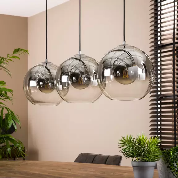 Lampenwelt Hängeleuchte Allessandra, rauchgrau, Glas, E27, 3-flammig Speichern exportieren