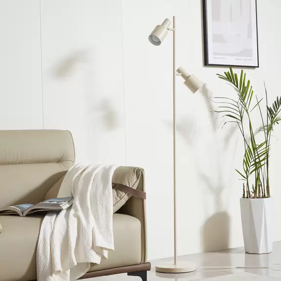 Lampenwelt Lindby Stehleuchte Ovelia, beige, Eisen, E27 im Angebot