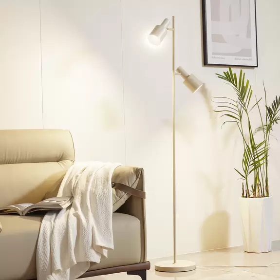 Lampenwelt Lindby Stehleuchte Ovelia, beige, Eisen, E27 im Angebot