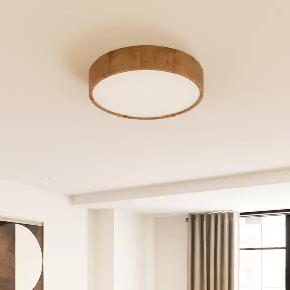 Lampenwelt Envostar Kerio Deckenlampe, Ø 47 cm, eiche natur Blitzverkäufe