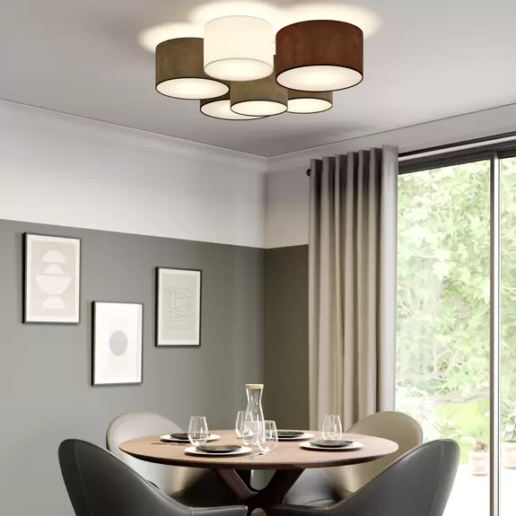 Lampenwelt Lindby Laurenz Deckenlampe, 6-fl., grau, braun Rabatt