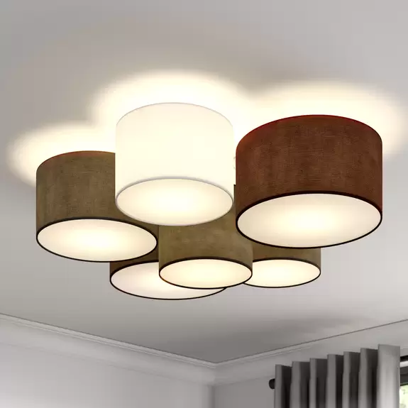 Lampenwelt Lindby Laurenz Deckenlampe, 6-fl., grau, braun Rabatt