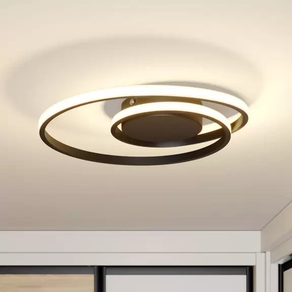 Lampenwelt Lindby Kyron LED-Deckenlampe, schwarz matt Großer Ausverkauf