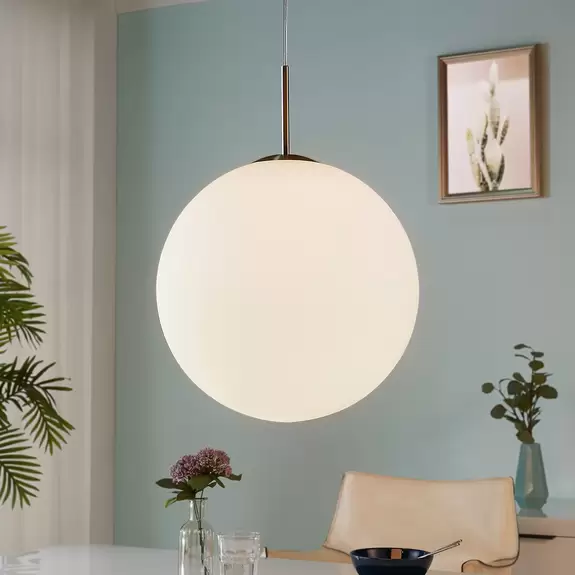 Lampenwelt Kugel-Hängeleuchte Marike aus Opalglas, 40 cm Begrenztes Angebot