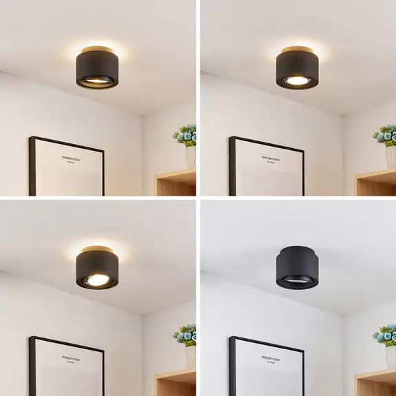Lampenwelt Arcchio Deckenlampe Walisa, Ø 15,35 cm, schwarz, Alu Exklusivangebot