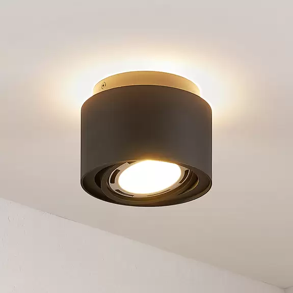 Lampenwelt Arcchio Deckenlampe Walisa, Ø 15,35 cm, schwarz, Alu Exklusivangebot