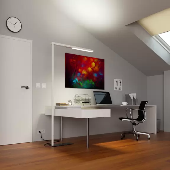 Lampenwelt LED-Büro-Stehleuchte Tamilo, weiß Preisnachlass