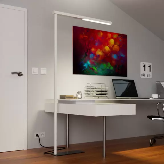 Lampenwelt LED-Büro-Stehleuchte Tamilo, weiß Preisnachlass