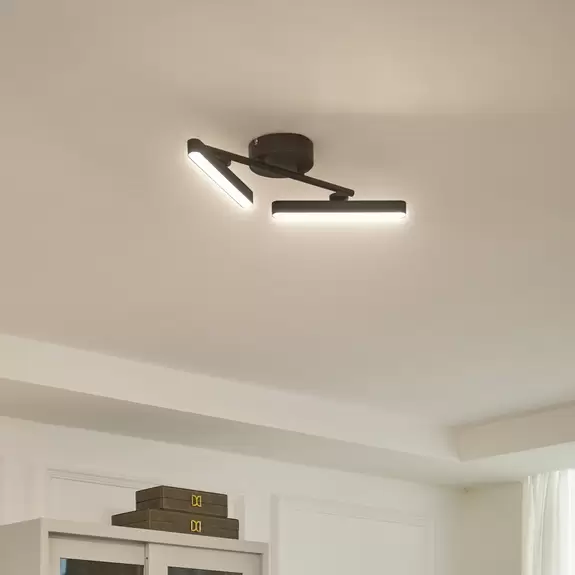 Lampenwelt Lindby LED-Deckenleuchte Eldrin, 2-flammig, schwarz, Eisen Blitzangebot