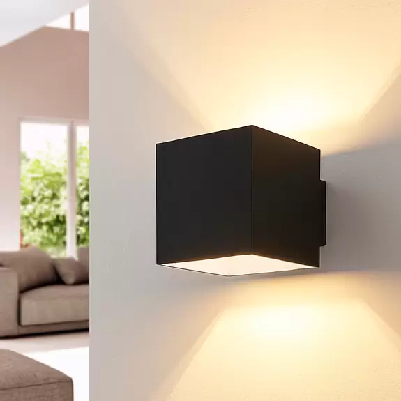 Lampenwelt Arcchio Wandleuchte Zuzana, eckig, schwarz, G9, 10 cm breit Räumungsverkauf