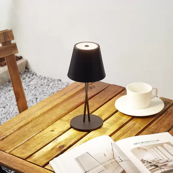 Lampenwelt Lindby LED-Akkutischleuchte Janea CROSS, schwarz, Metall Rabatte dieses Monats