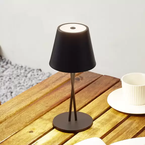 Lampenwelt Lindby LED-Akkutischleuchte Janea CROSS, schwarz, Metall Rabatte dieses Monats