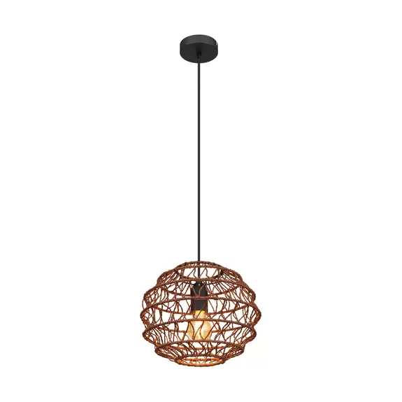Lampenwelt Hängeleuchte Senni, braun, Ø 29 cm Outlet