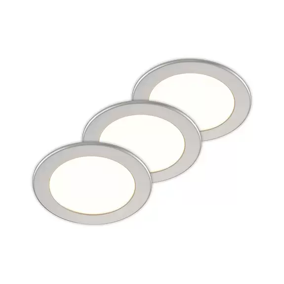 Lampenwelt Prios LED-Einbaulampe Cadance, silber, 17 cm, 3er, dimmbar Blitzverkäufe