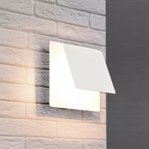 Lampenwelt LED-Wandleuchte Mio, Blende eckig, weiß matt, indirekt Begrenztes Angebot