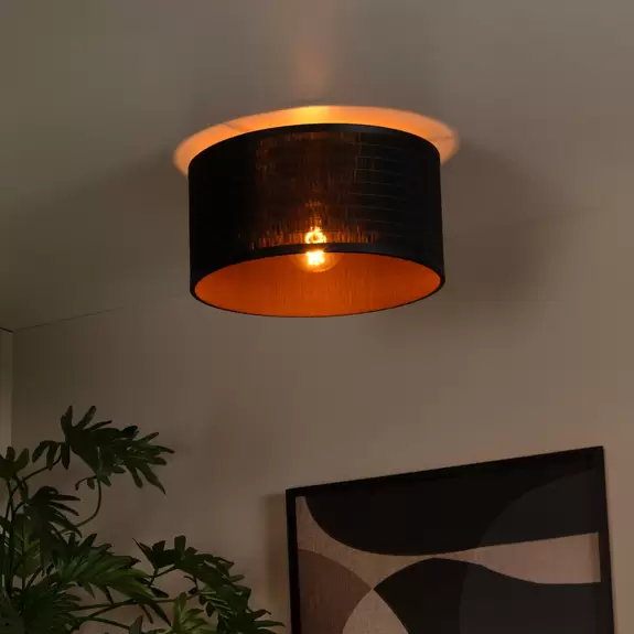 Lampenwelt Deckenleuchte Tagalog aus Rattan, schwarz/natur Preisnachlass