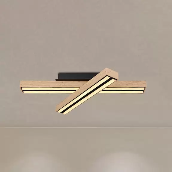 Lampenwelt LED-Deckenlampe Doro, Länge 51,5 cm, eiche, Holz Jubiläumsangebot