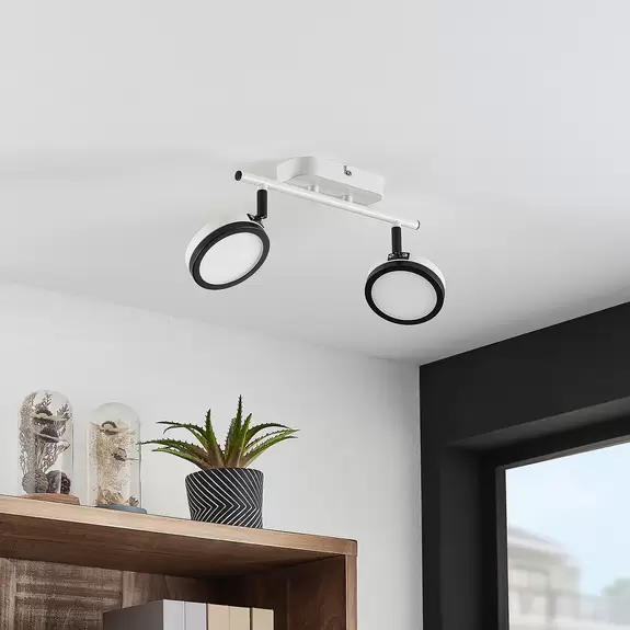 Lampenwelt Lindby Strahler Vesim, weiß, 2-flammig, 31,5 cm lang, Eisen Online Outlet