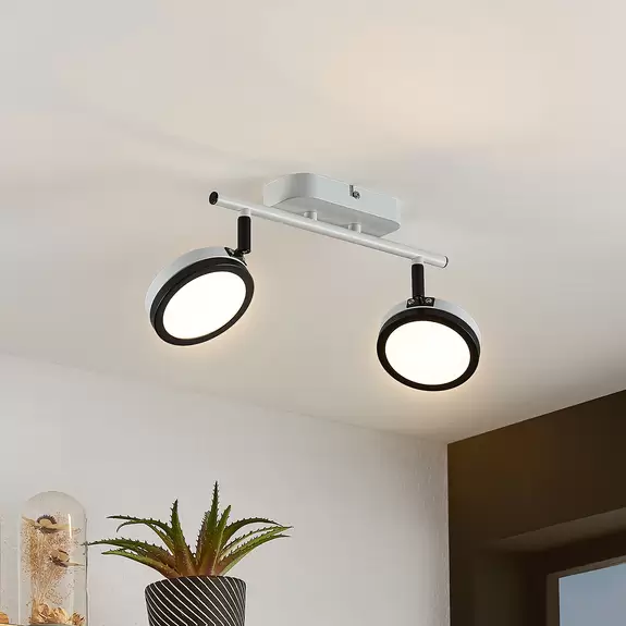 Lampenwelt Lindby Strahler Vesim, weiß, 2-flammig, 31,5 cm lang, Eisen Online Outlet