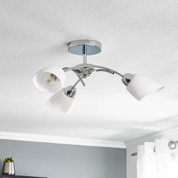 Lampenwelt Deckenlampe Varietta mit Glasschirmen, chrom 3-fl Tägliche Deals