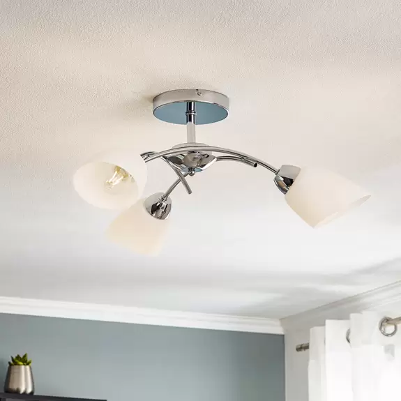 Lampenwelt Deckenlampe Varietta mit Glasschirmen, chrom 3-fl Tägliche Deals