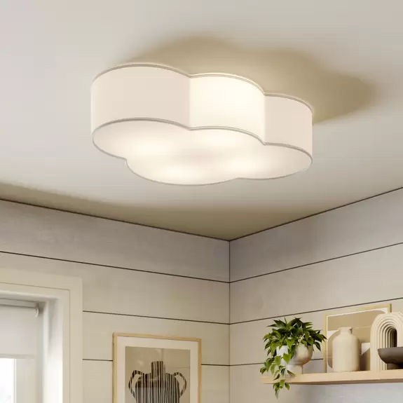 Lampenwelt Deckenleuchte Cloud, weiß, Textil, Länge 62 cm, E27, 4-flg JETZT KAUFEN