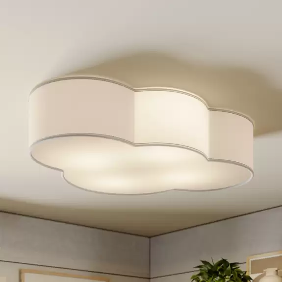 Lampenwelt Deckenleuchte Cloud, weiß, Textil, Länge 62 cm, E27, 4-flg JETZT KAUFEN