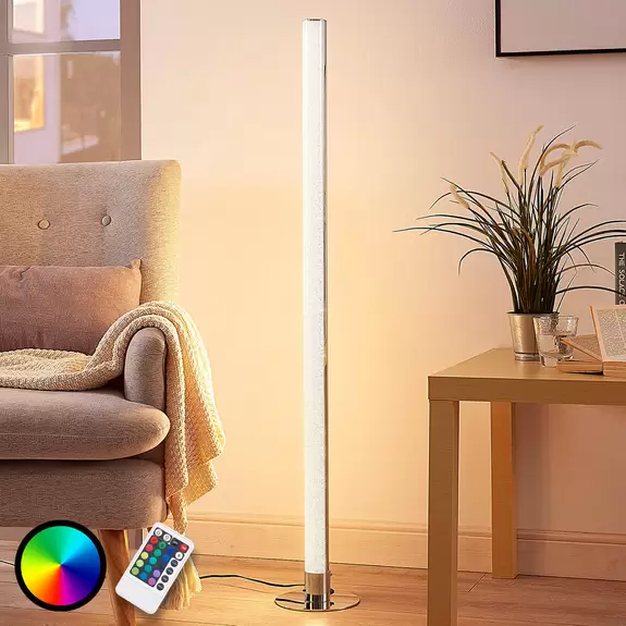 Lampenwelt Lindby LED-Stehlampe Hadis, RGB, Fernbedienung, weiß, 120 cm Neueste Stile