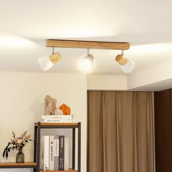 Lampenwelt Holz-Deckenlampe Thorin, dreiflammig Zeitbegrenzte Promotion