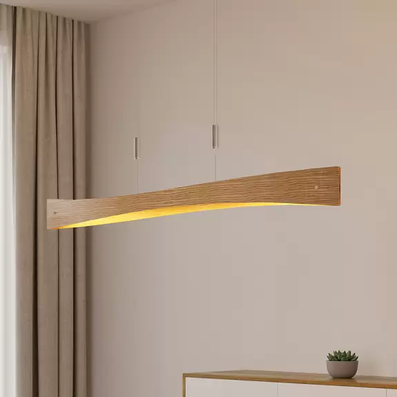 Lampenwelt Lindby Beazina LED-Hängeleuchte, Eichenholz Bis zu 55% Rabatt