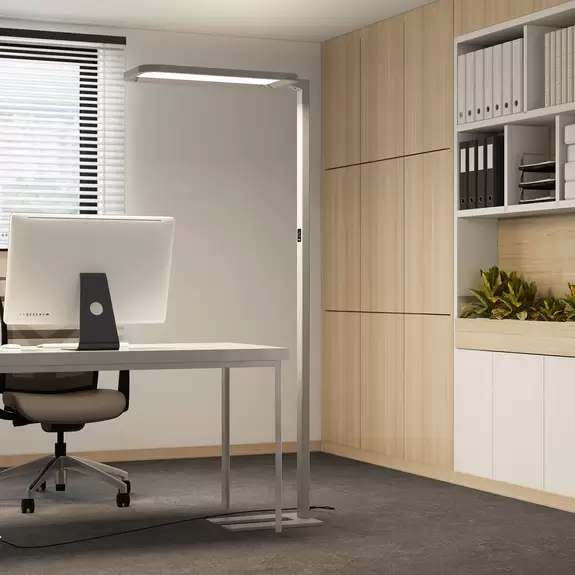 Lampenwelt Büro-LED-Stehleuchte Nelus Neo, Dimmer und Sensor Begrenzt auf 3 Tage