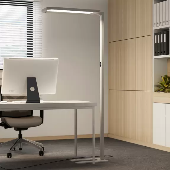 Lampenwelt Büro-LED-Stehleuchte Nelus Neo, Dimmer und Sensor Begrenzt auf 3 Tage